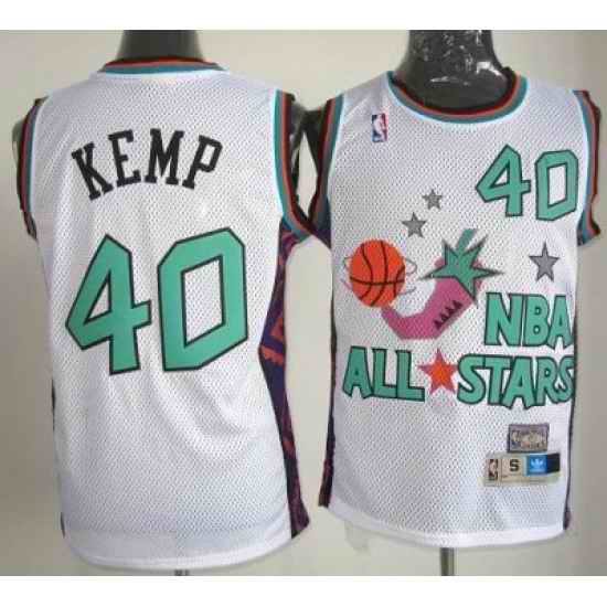 Seattle SuperSonics #40 Shawn Kemp 1995 All Star White NBA Jerseys